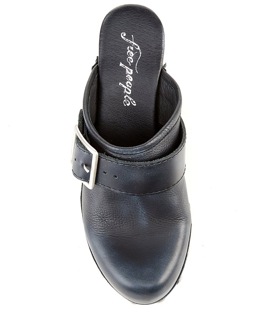 Free People Culver City Leather Studded Buckled Strap Clogs