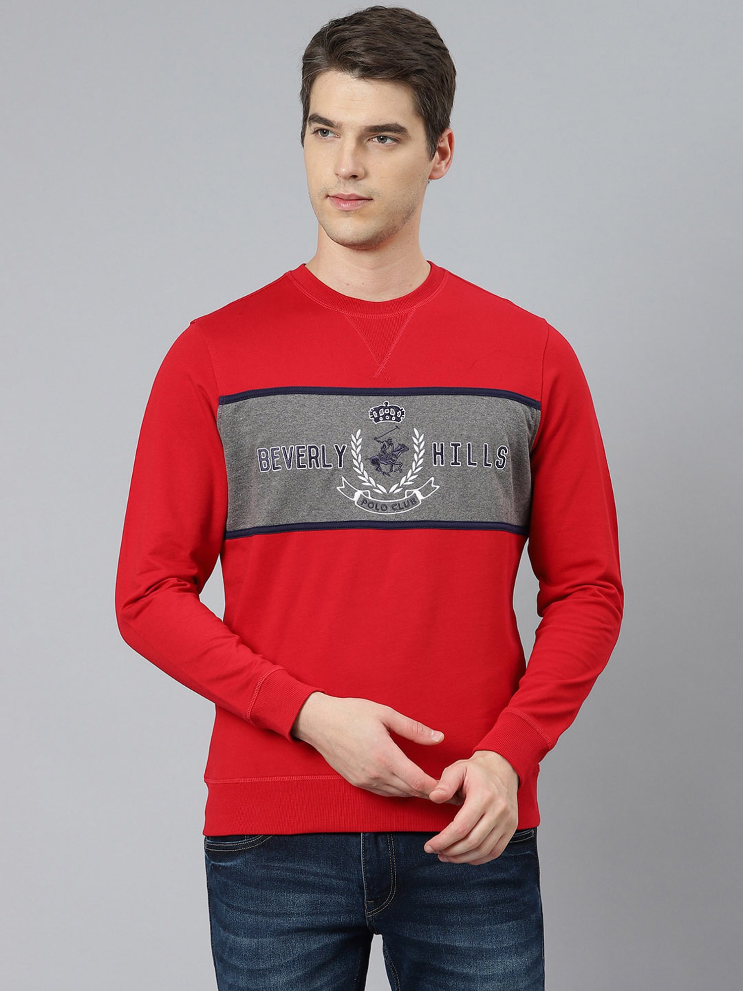 Beverly Hills Polo Club Red Embroidered Sweater