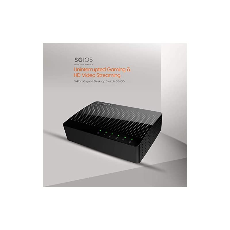 5 Port Gigabit Ethernet Network Switch | Ethernet Splitter | Plug-and-Play | Traffic Optimization | Unmanaged (SG105), Black