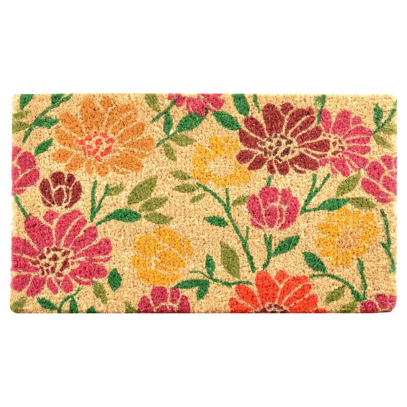 HomeTrax Coir Mat Doormat - Spring Daisies (18" x 30")
