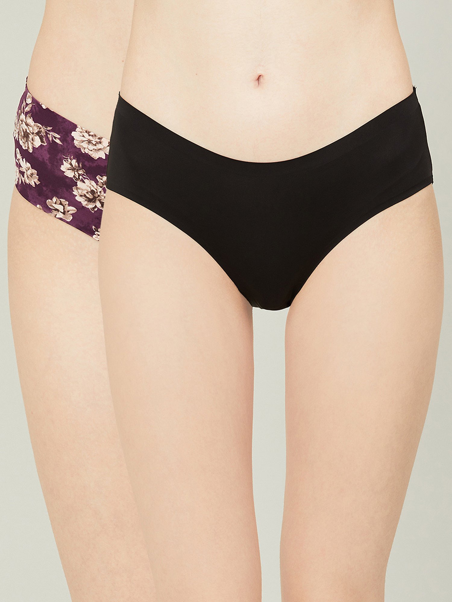 Ginger by Lifestyle Black & Maroon Floral Print Hipster (Pack Of 2)