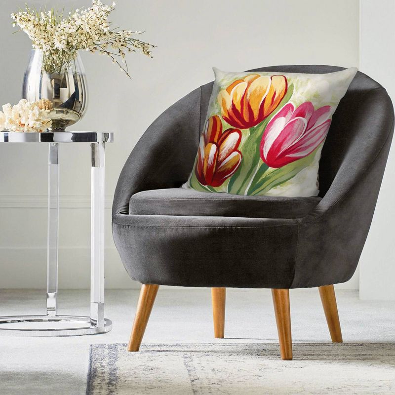 Red Warm Tulips Throw Pillow (20"x20") - Liora Manne