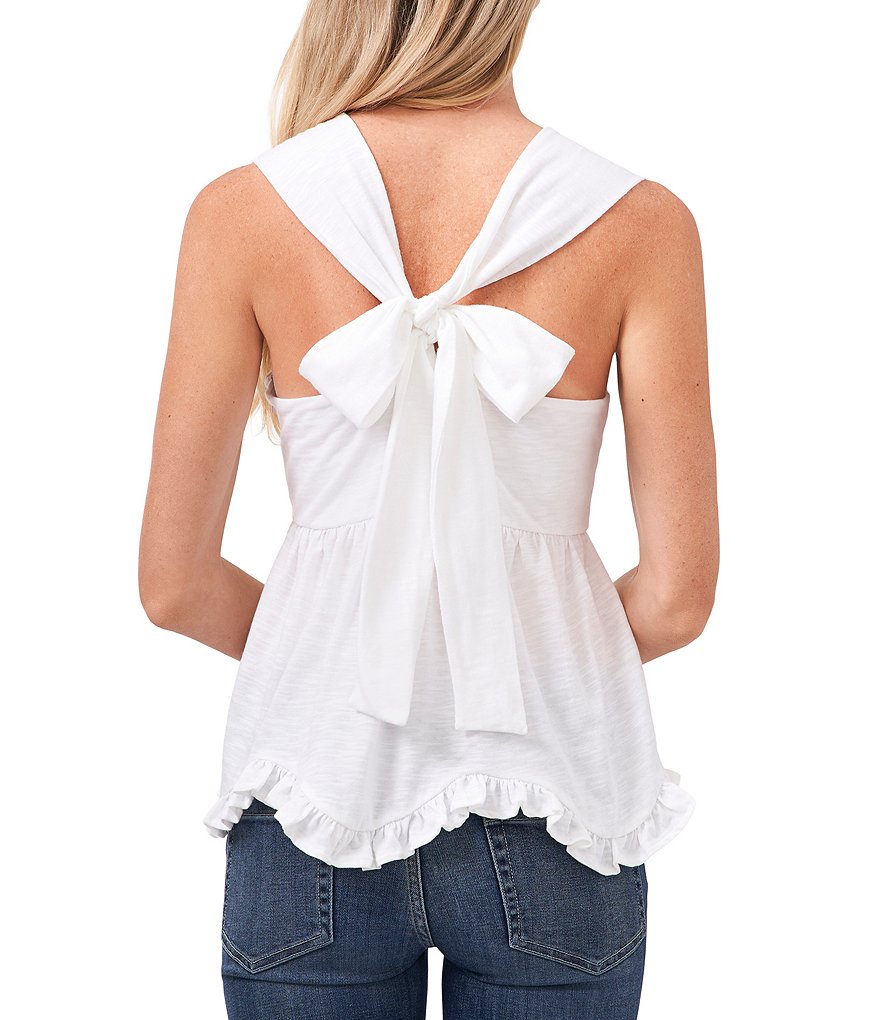 CeCe Knit Square NeckSleeveless Babydoll Top