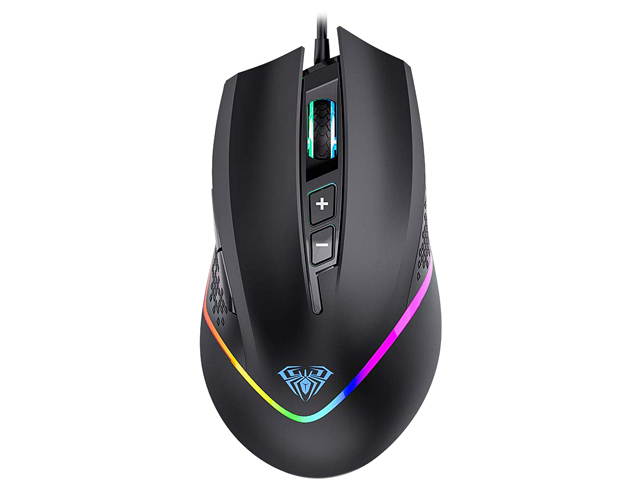 AULA H510 RGB Gaming Mouse with 9 Side Buttons High Precision 10000 DPI Optical Sensor, Fire Button Computer Mice 14-Programmable-Buttons for PC/Gamer