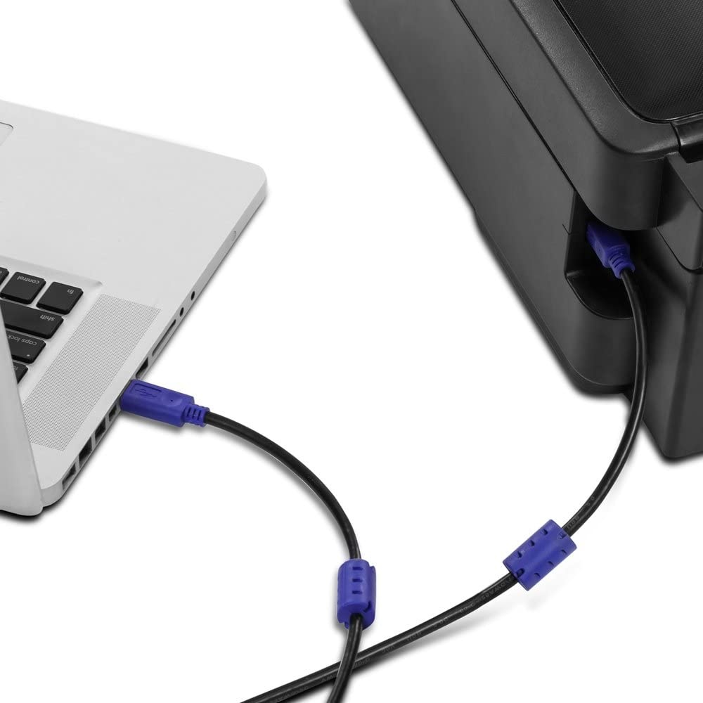 Printer Cable 12Ft Tanbin 12feet USB 2.0 High Speed Gold-Plated Connectors Printer Scanner Cable Cord A Male to B Male for HP Canon Lexmark Epson Dell Xerox Samsung etc