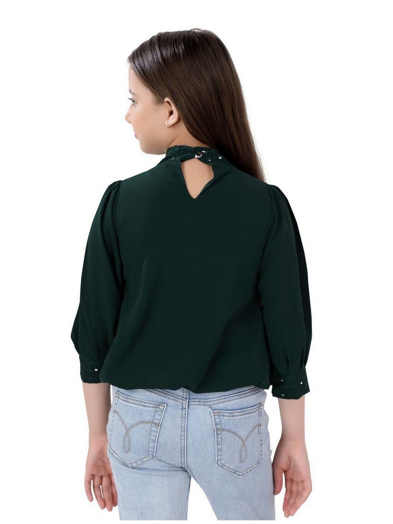 poplins Kids Green Cotton Regular Fit Top