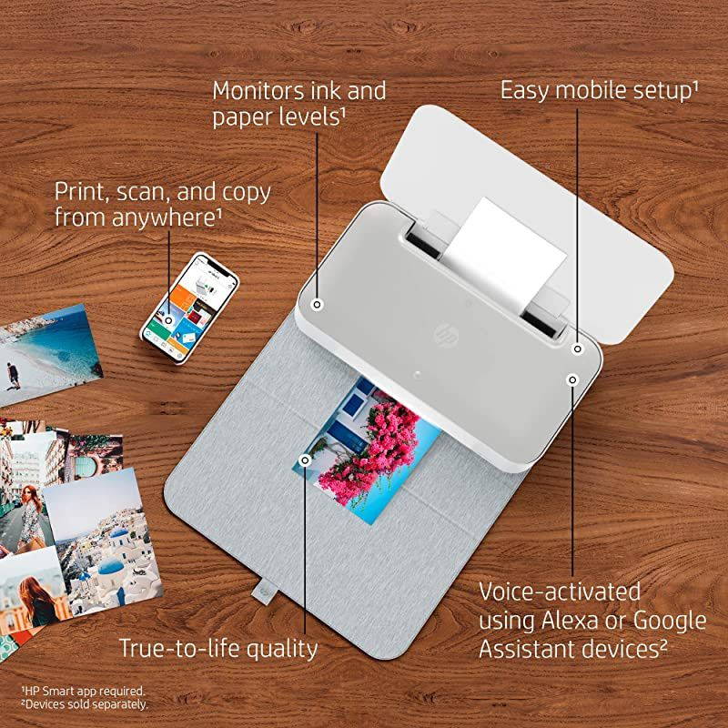 Tango X Smart Wireless Printer with Indigo Linen cover &ndash; Mobile Remote Print, Scan, Copy,  Instant Ink (3DP64A)