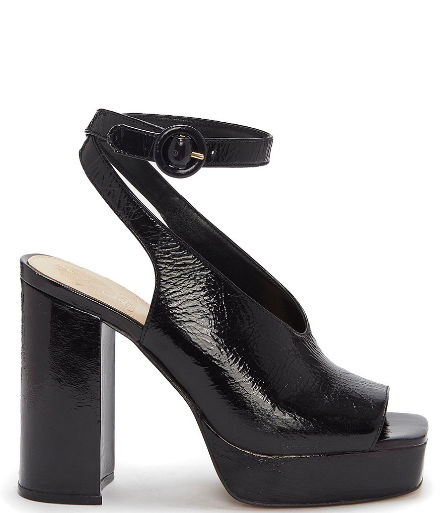 Vince Camuto Somerson Crinkle Patent Leather Platform Ankle Strap Sandals