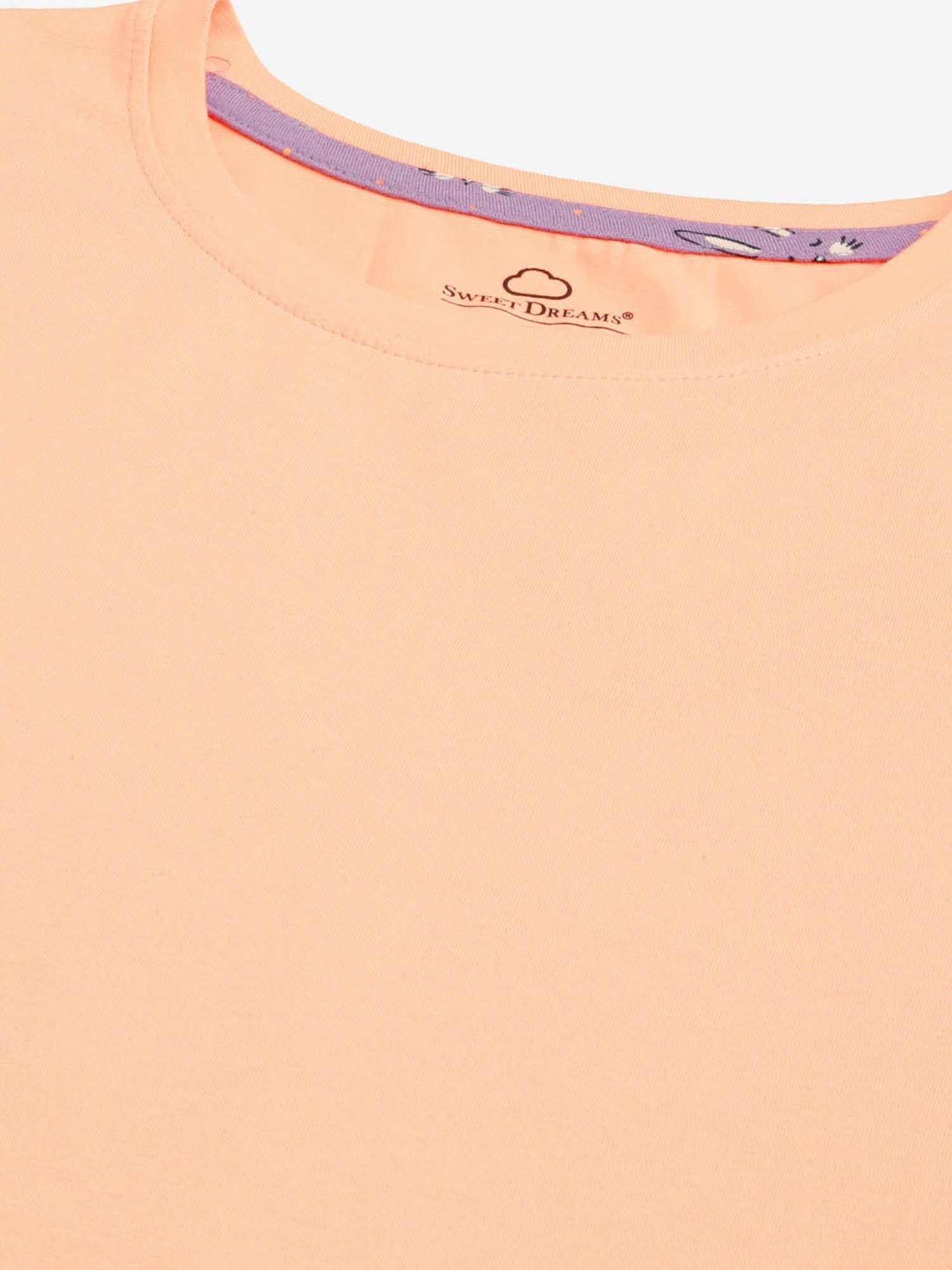 Sweet Dreams Peach & Purple Cotton T-Shirt With Shorts