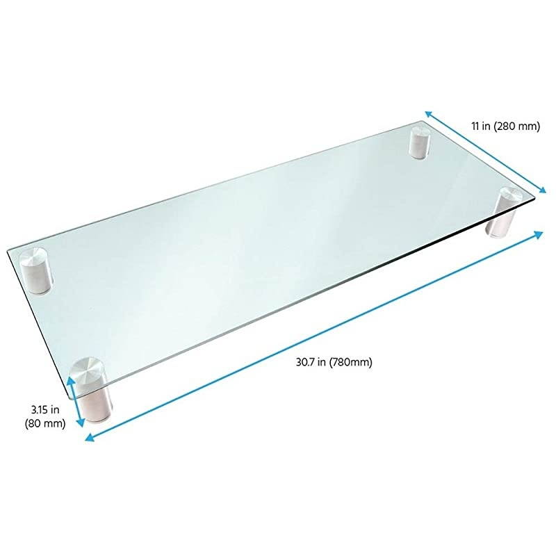 116356 Multimedia Riser Desktop Monitor Stand - Clear Glass, Large 30.8 x 11 Inches - Workstream Collection