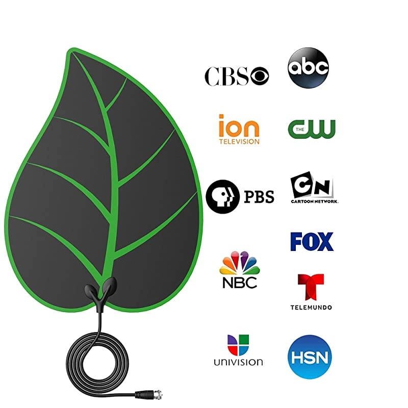 Antenna for Digital Indoor-HD High Definition Television &ndash; Smart Signal Strength Amplifier Premium Power Booster Long Range Antennas, Clear Channel Reception Miles Away - Adapter with 9.8f Cable