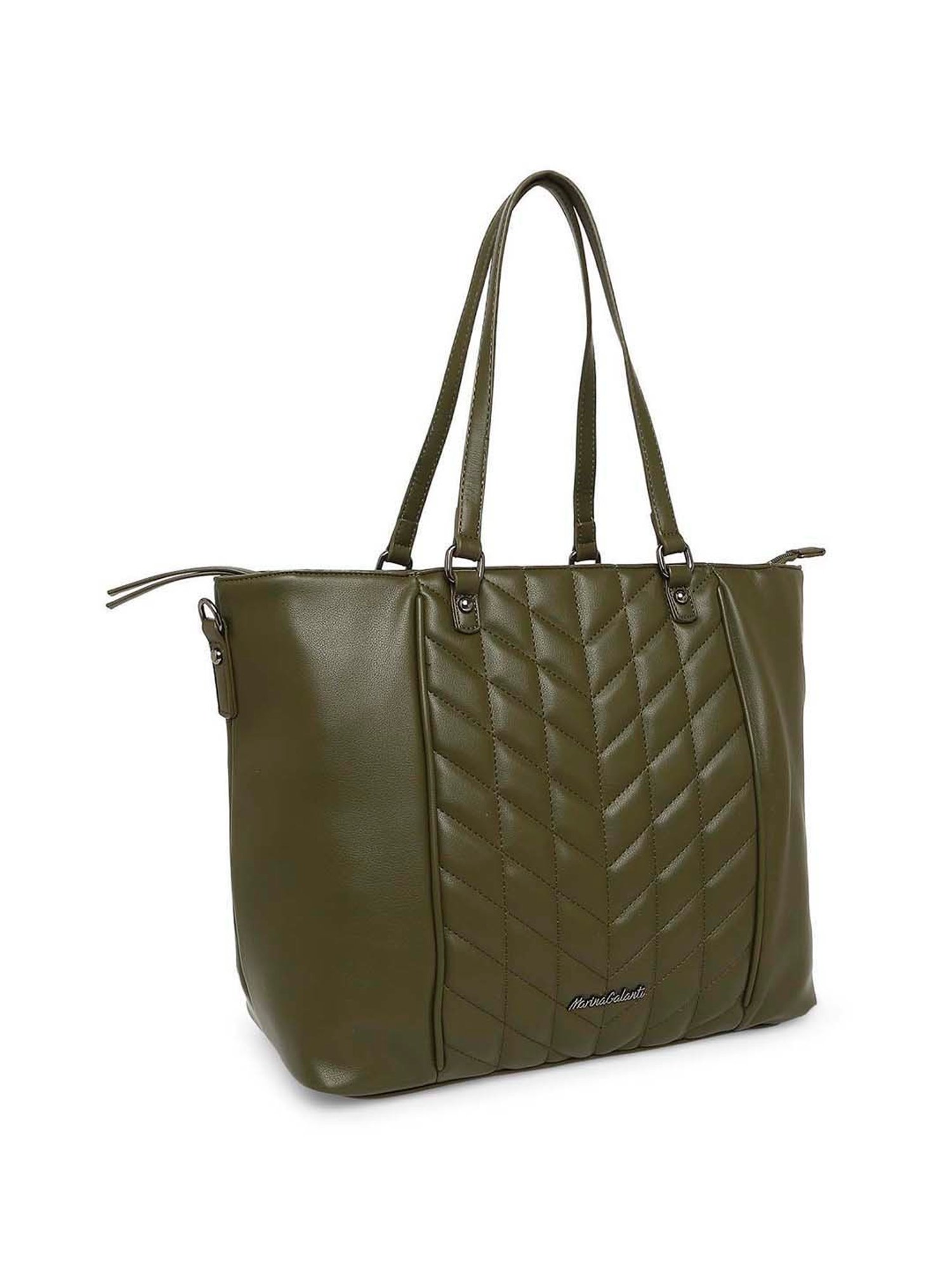Marina Galanti Olive Quilted Medium Tote Handbag