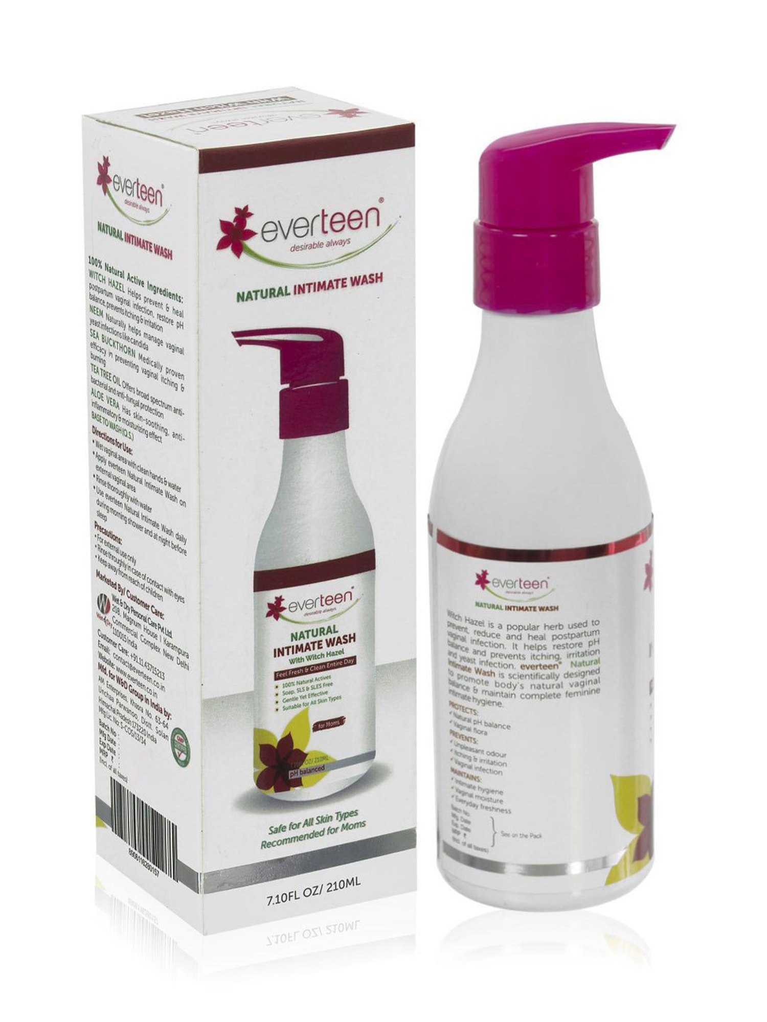 everteen Witch Hazel Natural Intimate Wash for Feminine Hygiene in Moms - 1 Pack - 210 ml