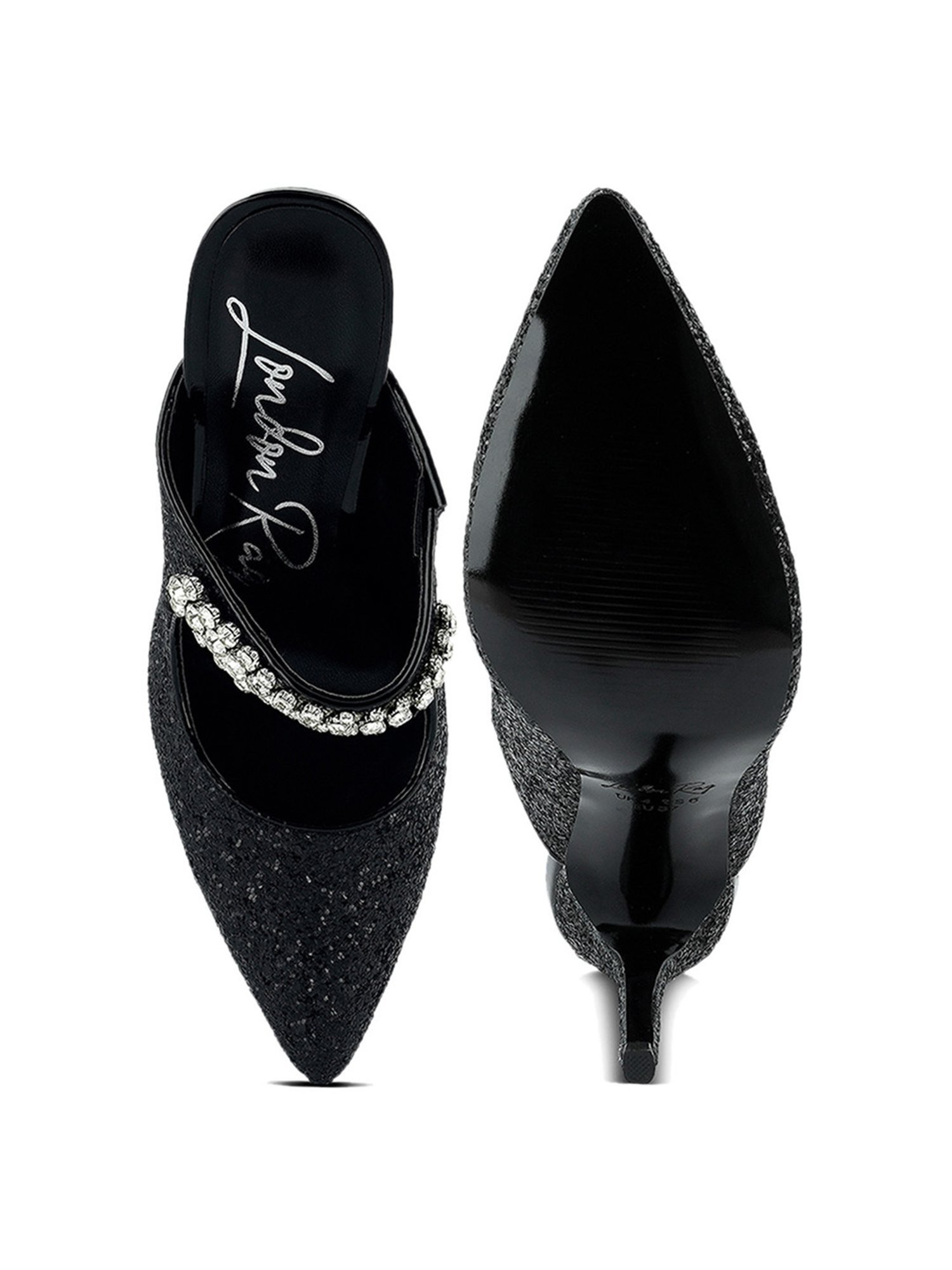 London Rag Women's Black Mule Stilettos