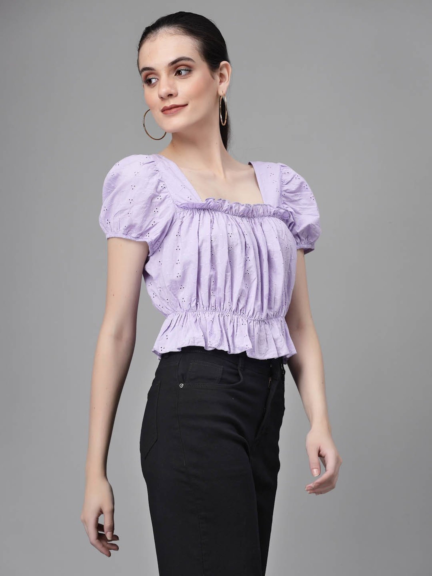 Global Republic Lilac Embroidered Top