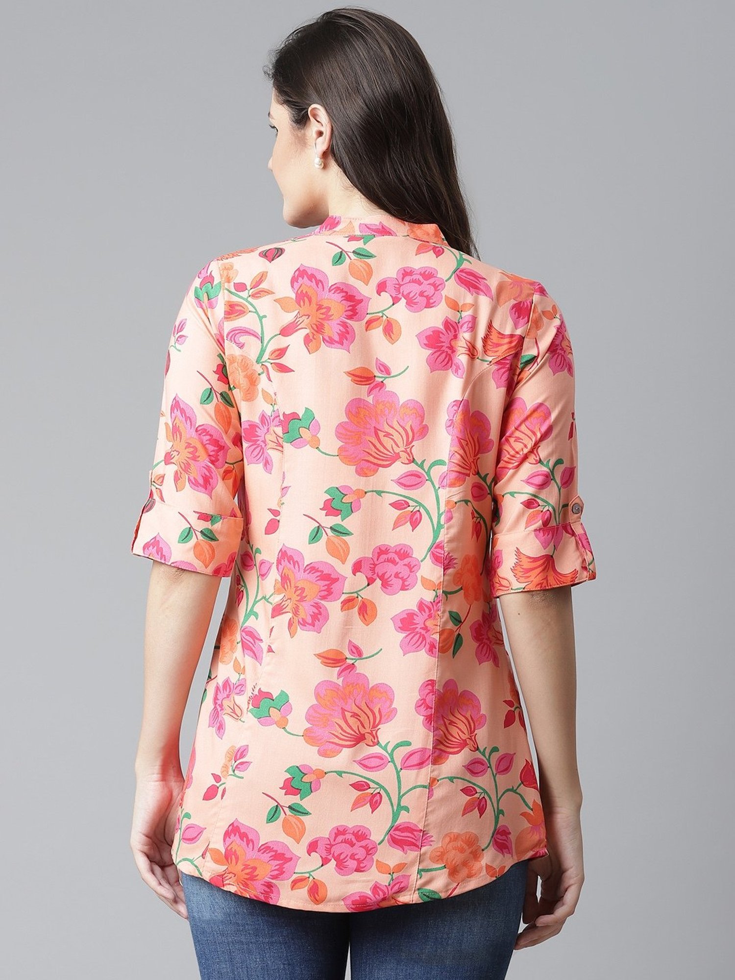 Divena Cotton Peach Floral Top