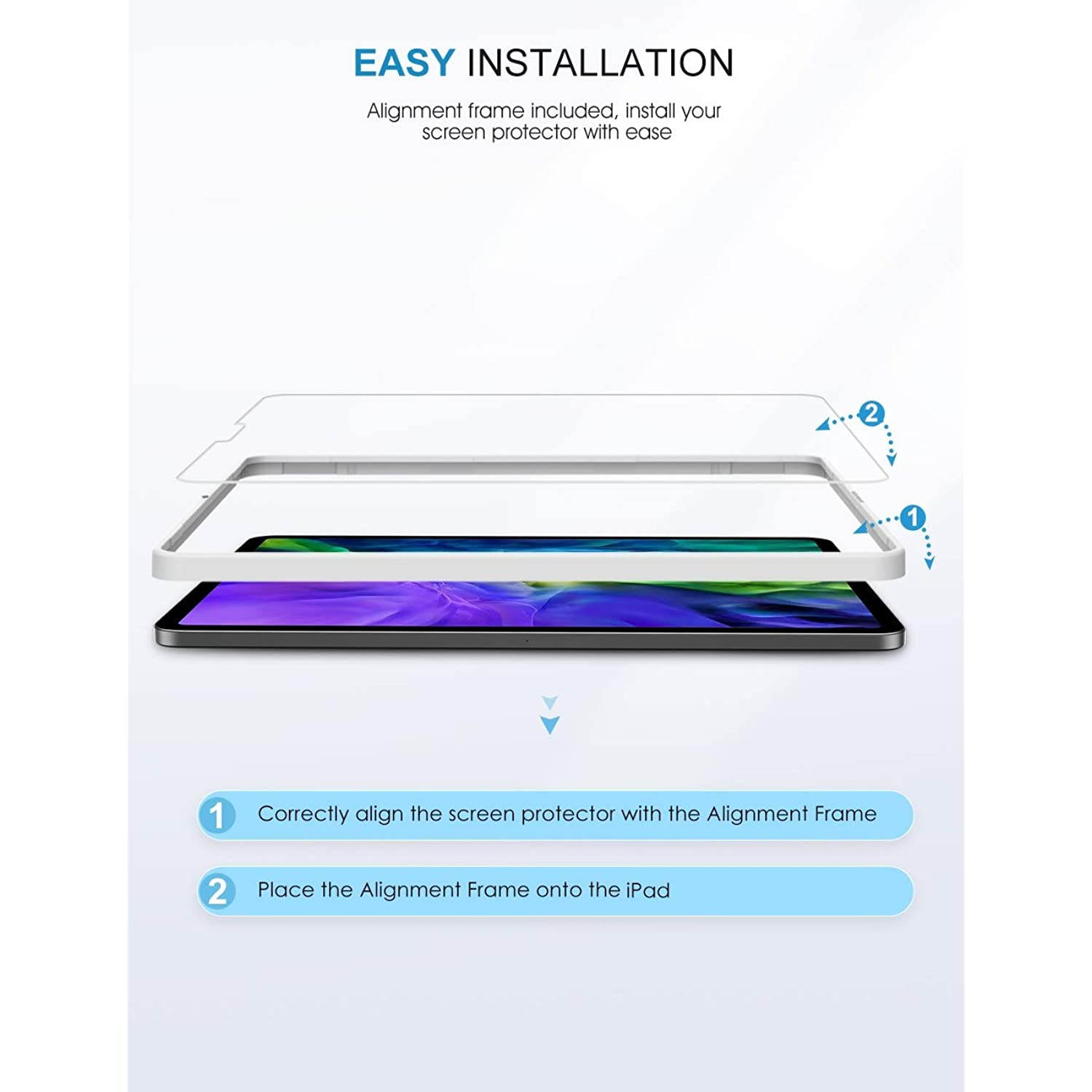 SPARIN [3 Pack] Screen Protector for iPad Pro 11 (2020 & 2018), Tempered Glass Screen Protector for iPad Pro 11 (2nd/1st Gen), [Alignment Frame] Face ID and Apple Pencil Compatible