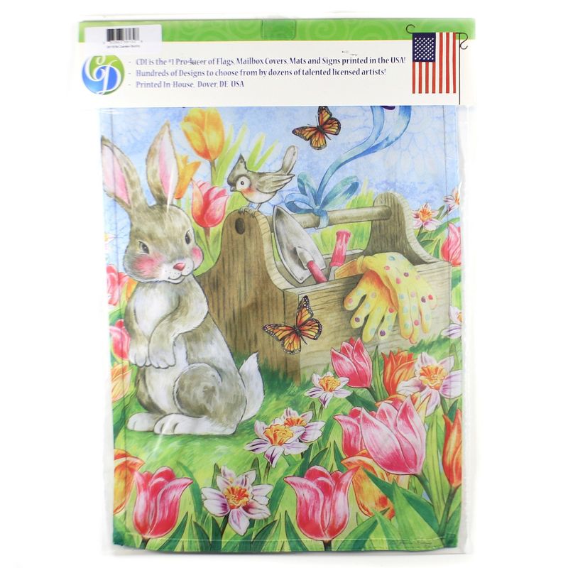 Home & Garden 17.75" Garden Bunny Flag Printed In The Usa Custom Decor  -  Flags