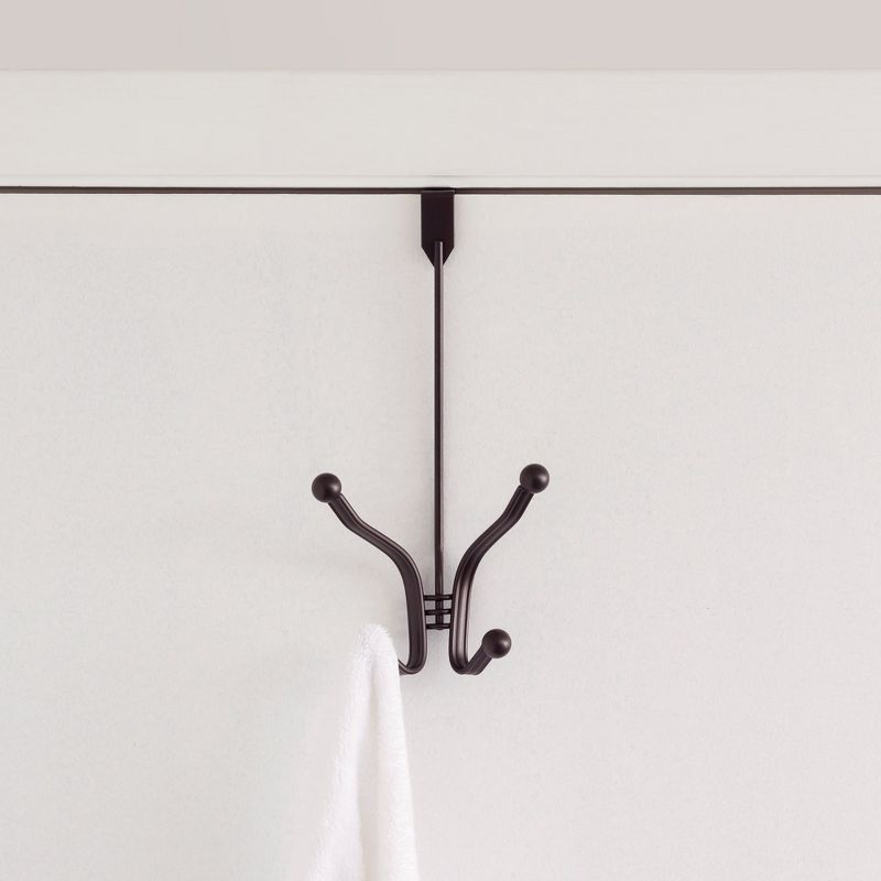 Home Basics Curved Over the Door Double Hanging Hook, Bronze