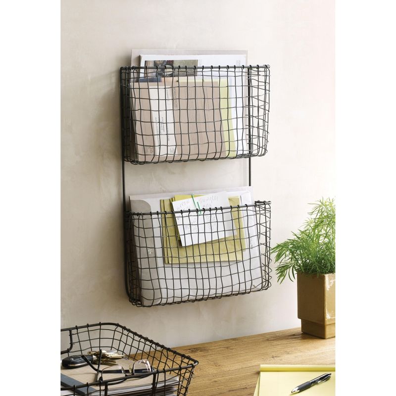 Design Ideas Cabo Wall Mounted Pocket Organizer - File Holder and Organizer - Natural, 13.5" x 3.75" x 20.5"