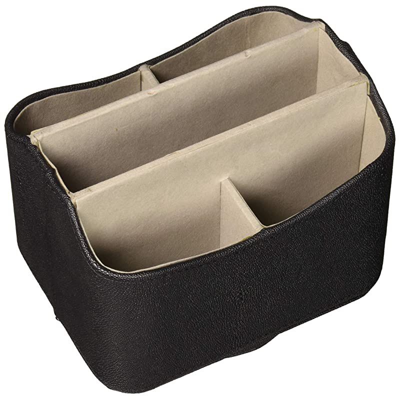 Colorful PU Leather 360 Degrees Rotatable Remote Control/Controller Organizer, Spinning TV Guide/Mail/Media Desktop Organizer Caddy Holder (Black)