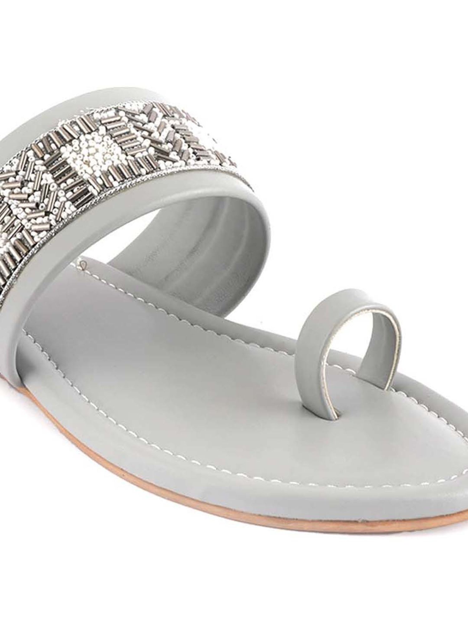 Scentra Women's Grey Toe Ring Sandals