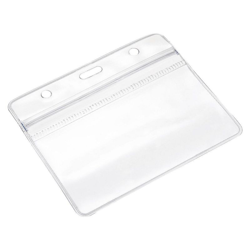 100 ID Badge Holder Horizontal Plastic Name Tag Waterproof Resealable Clear, 4x3