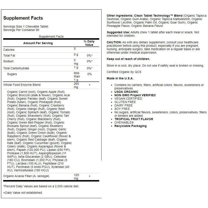 Garden of Life Digestive Health Treatments Dr. Formulated Enzymes Organic Digest+ Chewable 90ct.