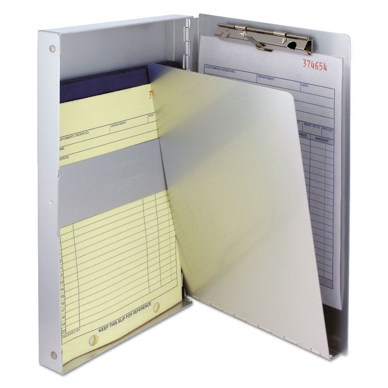 Saunders Snapak Aluminum Side-Open Forms Folder 3/8" Clip 5 2/3 x 9 1/2 Sheets Silver 10507