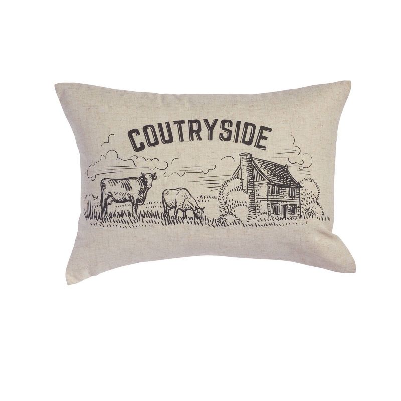 14"x20" Oversize Country Side Lumbar Throw Pillow White/Cream - Sure Fit