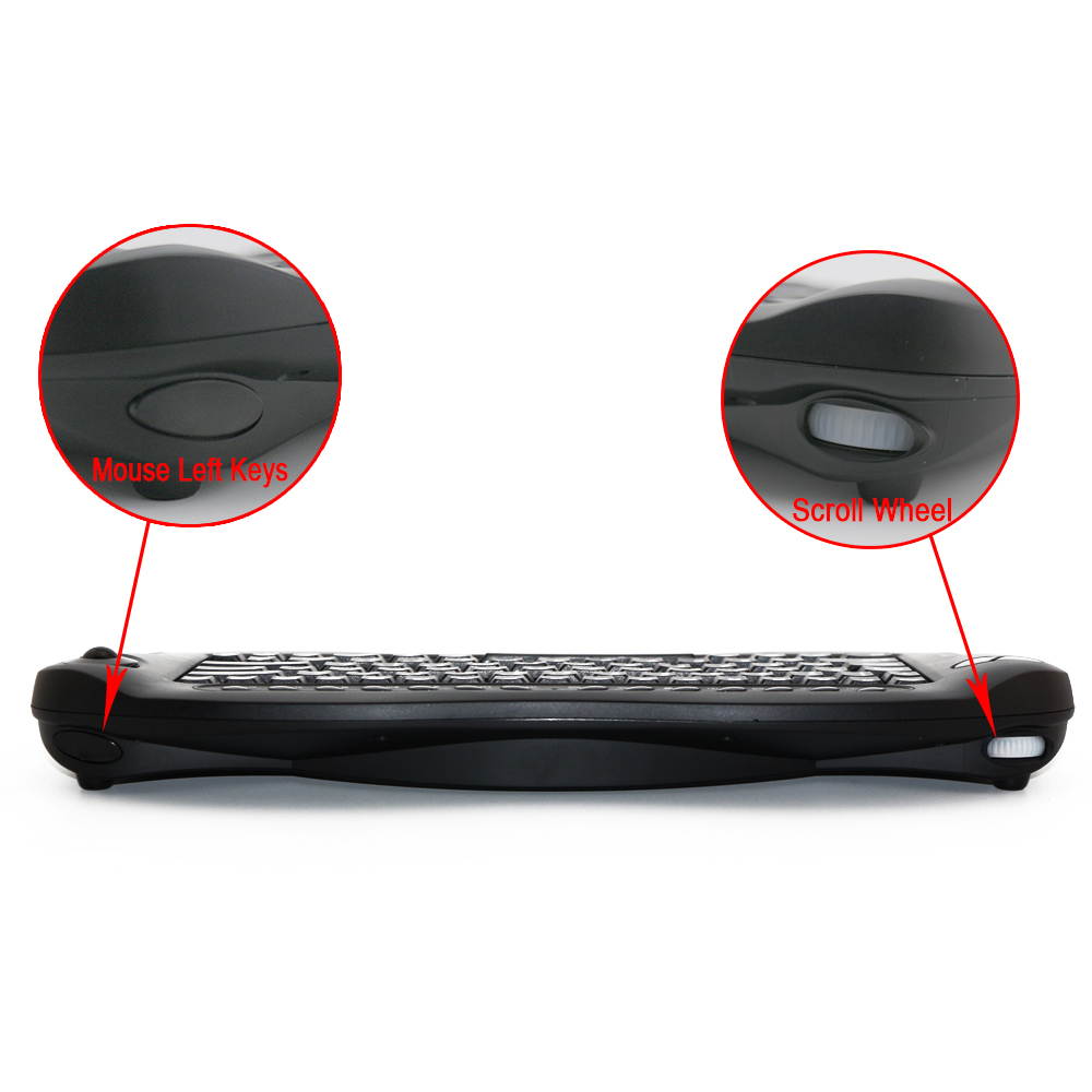Vibob Wireless Keyboard with Trackball and USB Receiver - Qwerty, Internet + Media Hotkeys, Pc + Mac(Black)