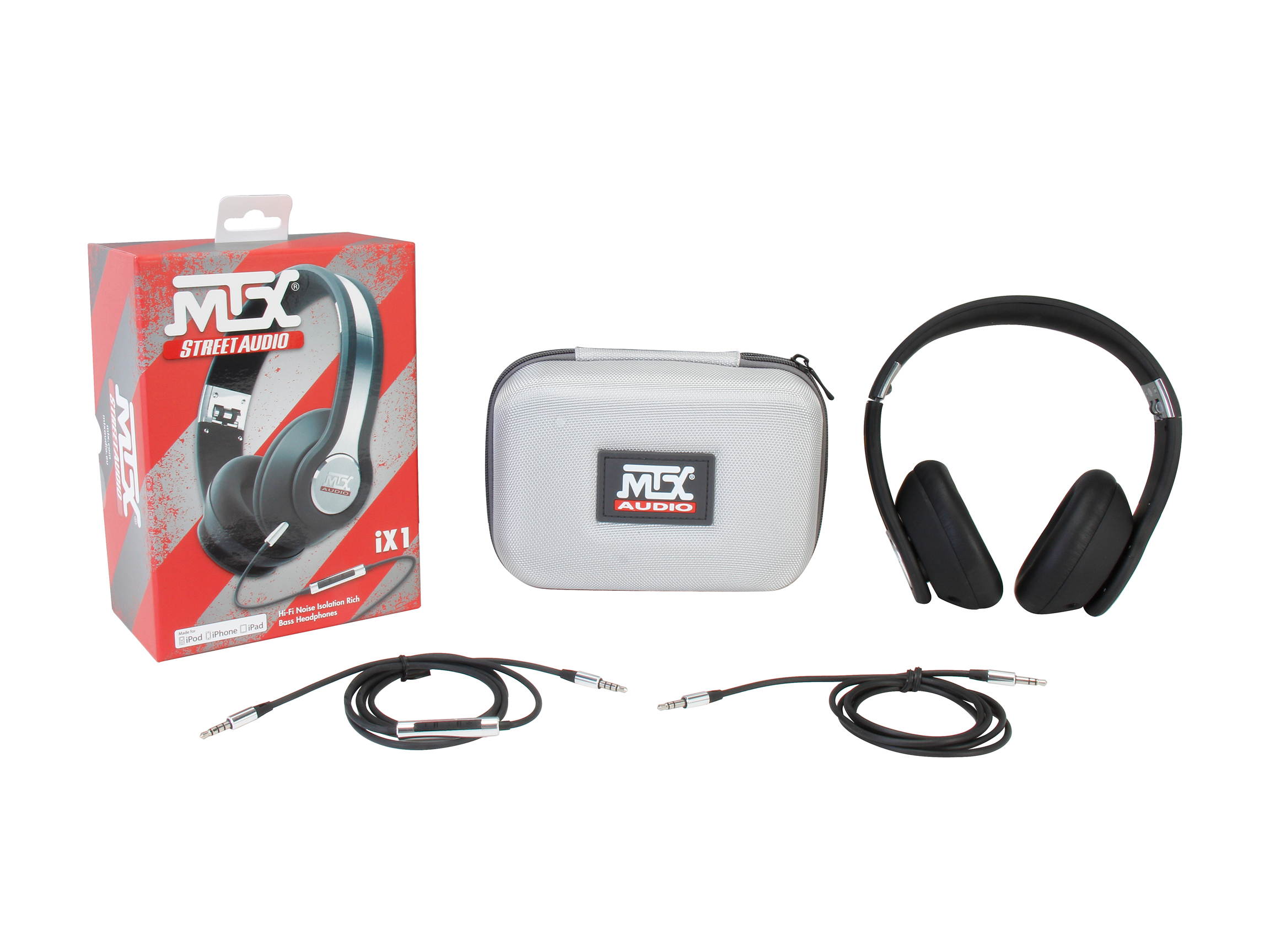 MTX StreetAudio Black iX1 - Black On Ear Acoustic Monitor Headphones