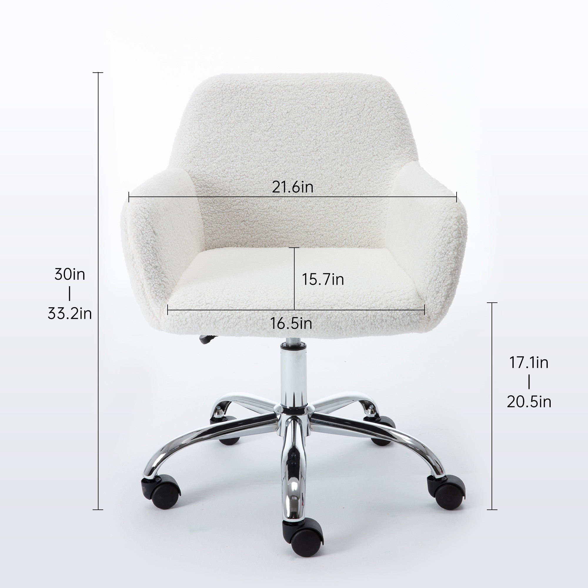Rustic Sherpa Office Chair, Ivory