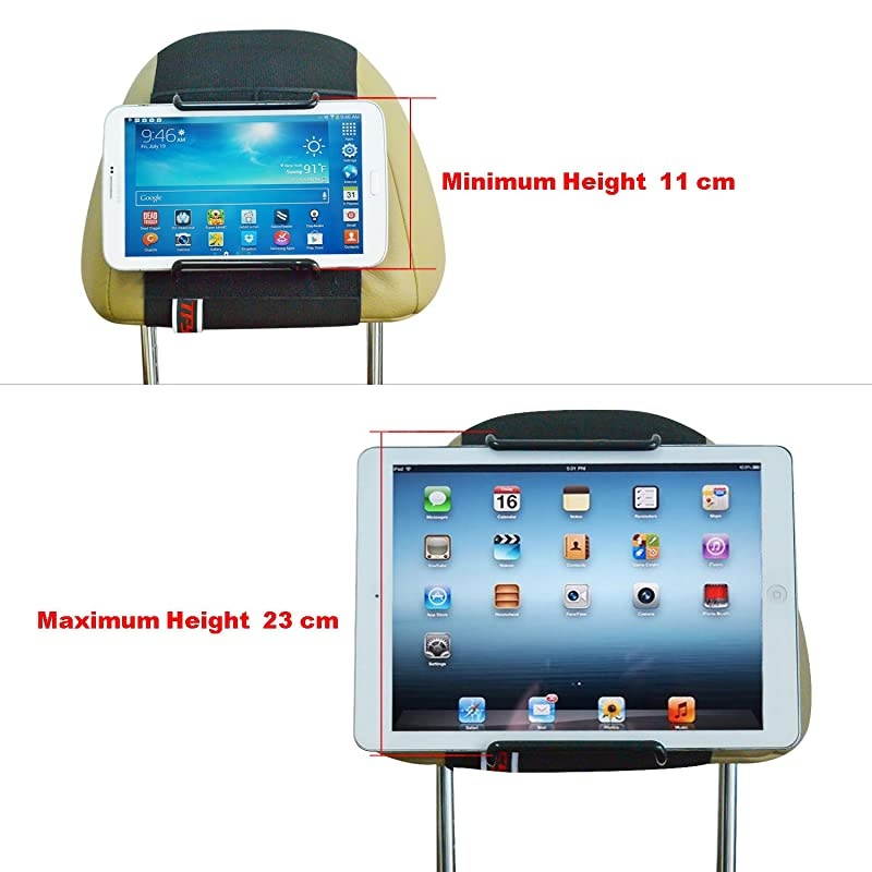 Universal Car Headrest Mount Holder, Fits ALL 7 Inch to 11 Inch Tablets - Apple iPad, iPad 4 (iPad 2 & 3), iPad Air, iPad Mini 2/3/4 - iPad Pro 9.7" - Samsung Galaxy Tab & Note and More