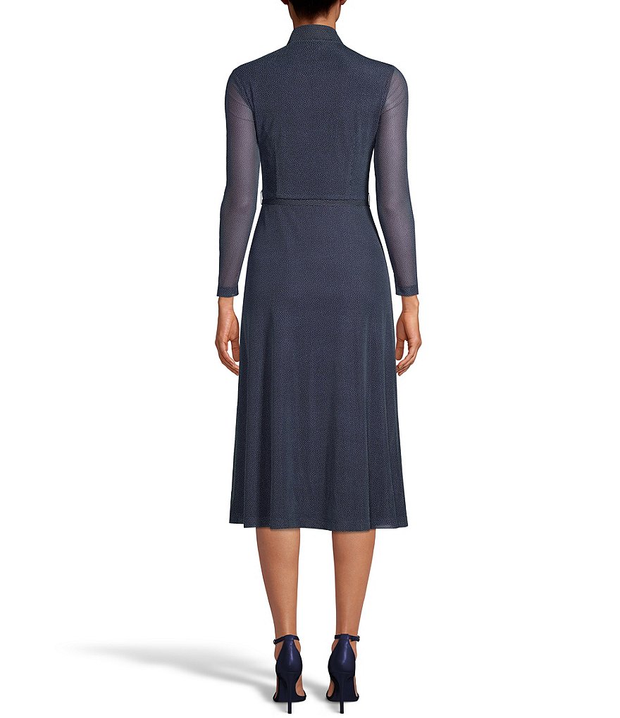 Tommy Hilfiger Paisley Chiffon Smocked Sleeveless Mock-Neck Midi A-Line Dress