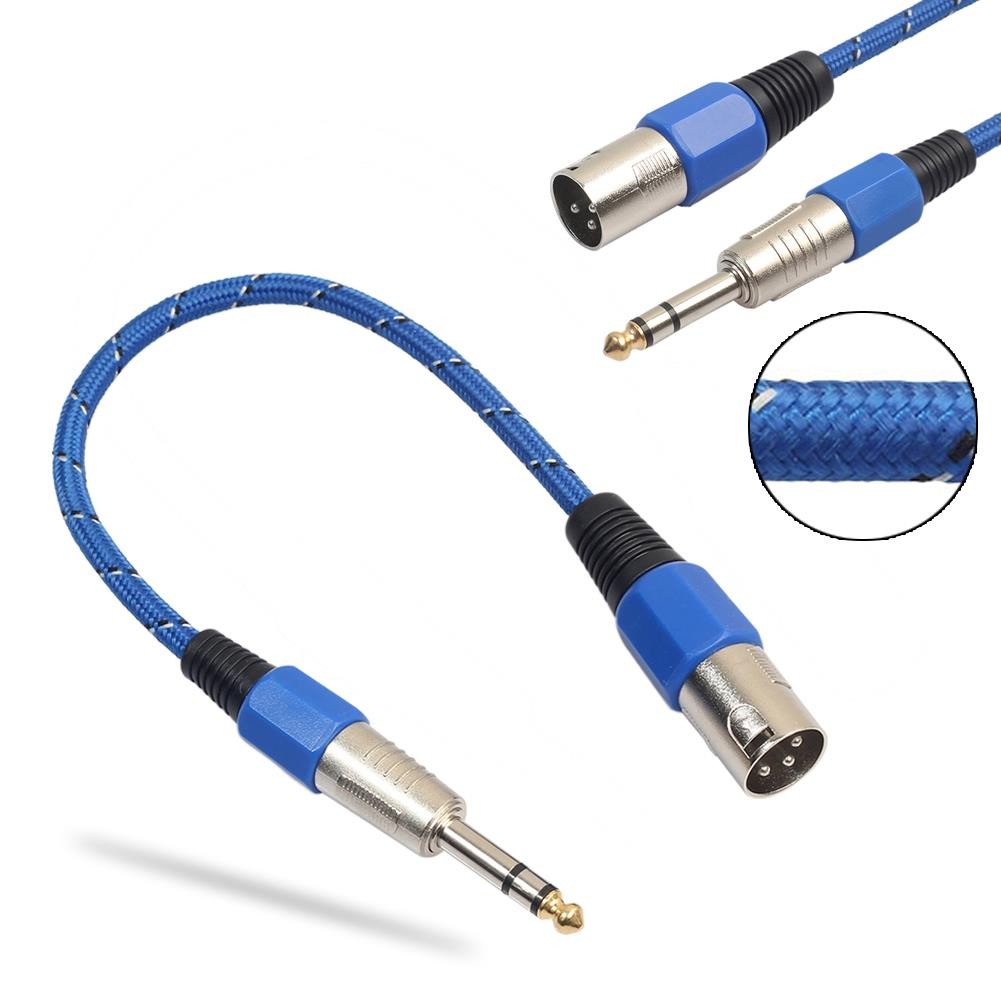 3P XLR Male Jack to 1/4" 6.35mm Male Plug Stereo Microphone Cable Adapter