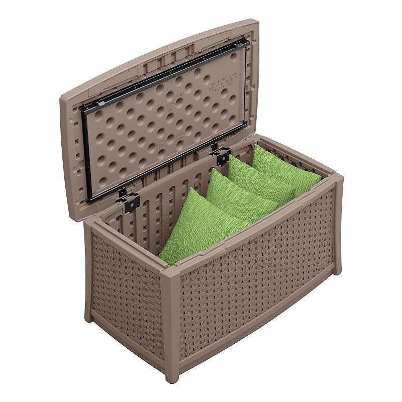 Suncast Elements 30 Gallon Outdoor Patio Resin Wicker Coffee Table, Dark Taupe