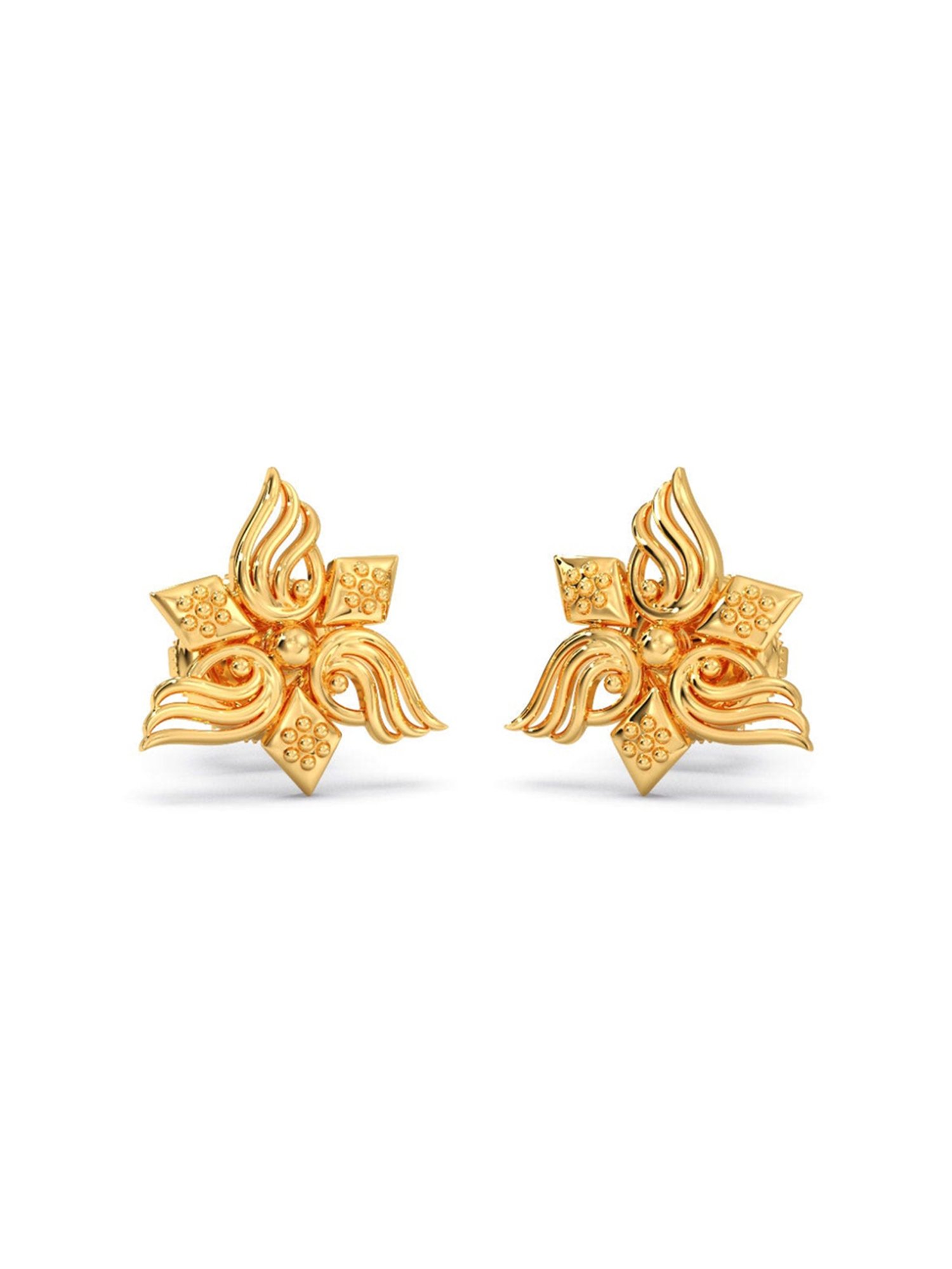 Candere by Kalyan Jewellers Peacock Collection 18k Yellow Gold Stud Earrings for Women