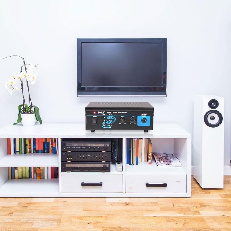 Pyle PCA3 Powerful 150 Watt Compact Mini Dual Channel Intelligent Stereo Sound Speaker Amplifier Receiver Box Home Audio System