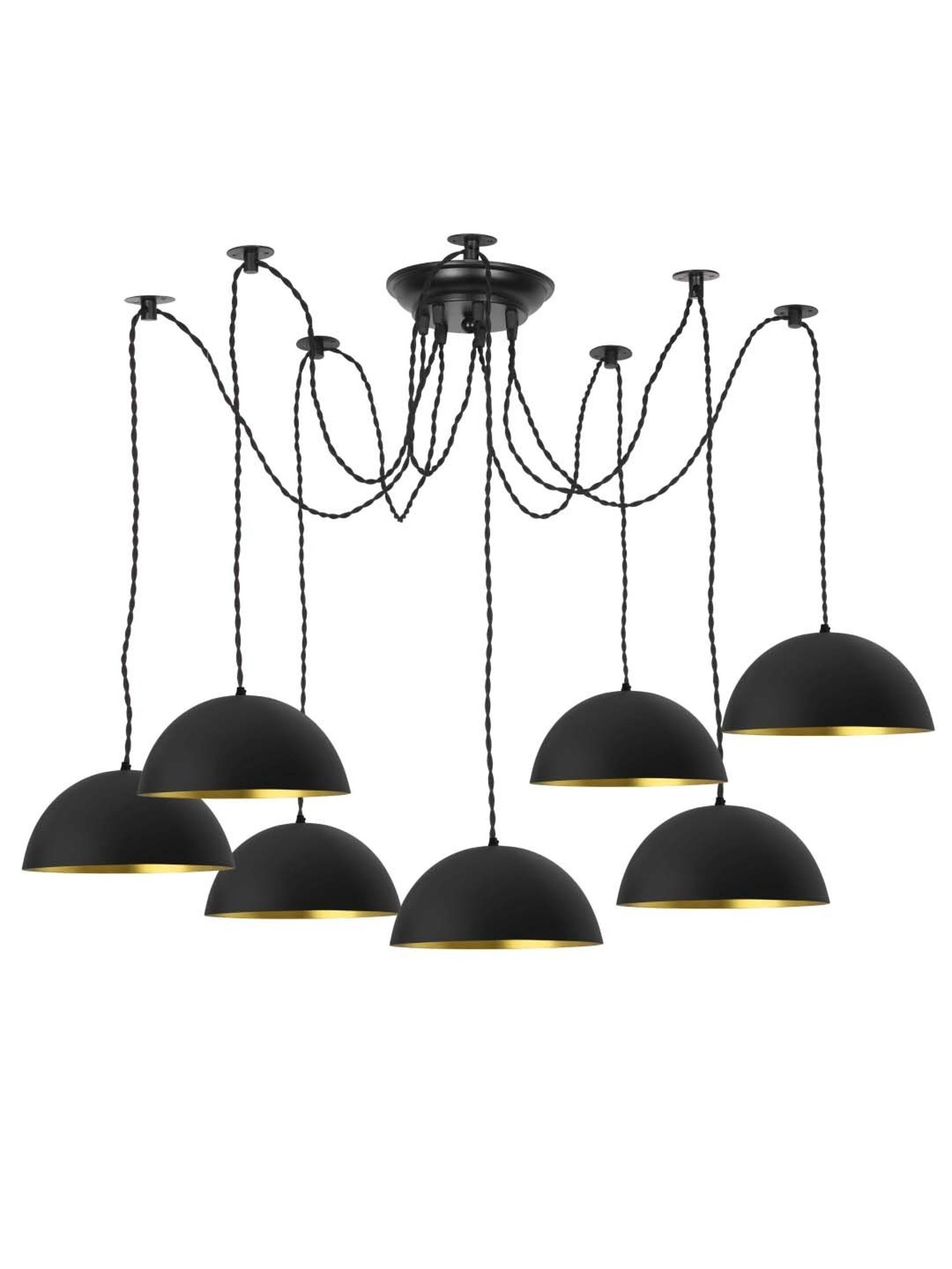 Homesake 7 Arms Spider Black Metal Adjustable DIY Semi-Globe Pendant Light  (Bulb not included)