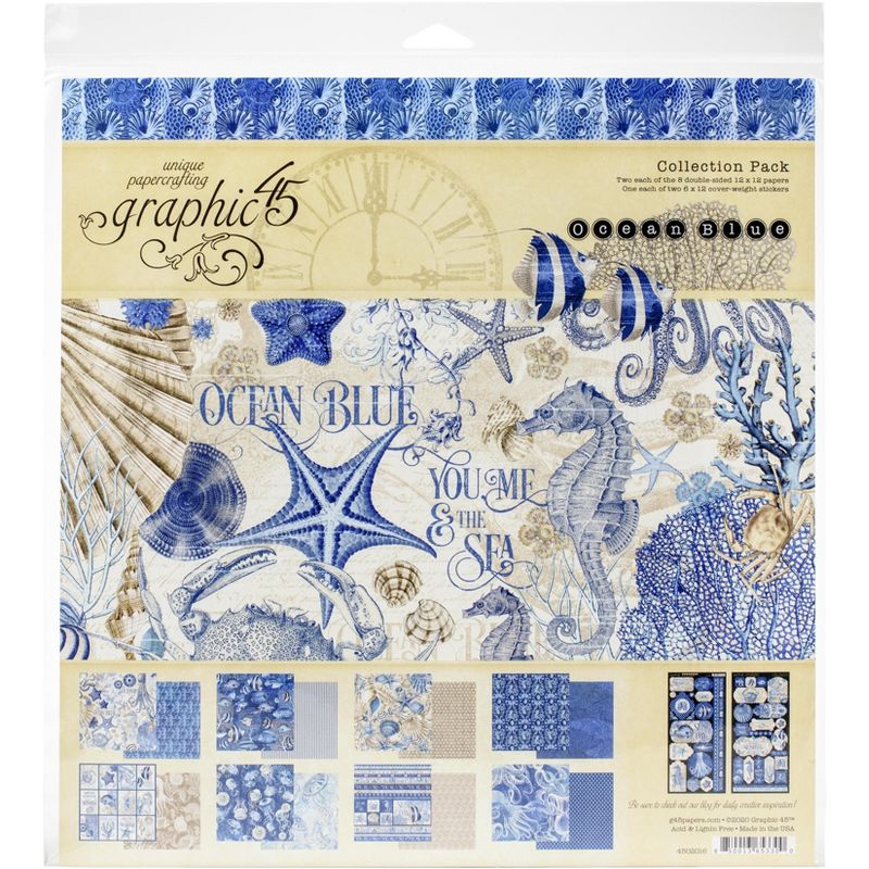 Graphic 45 Collection Pack 12"X12"-Ocean Blue