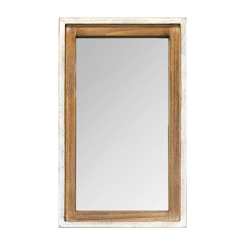 16.5" x 27" Adeline Wood Mirror White/Natural - Stratton Home Décor