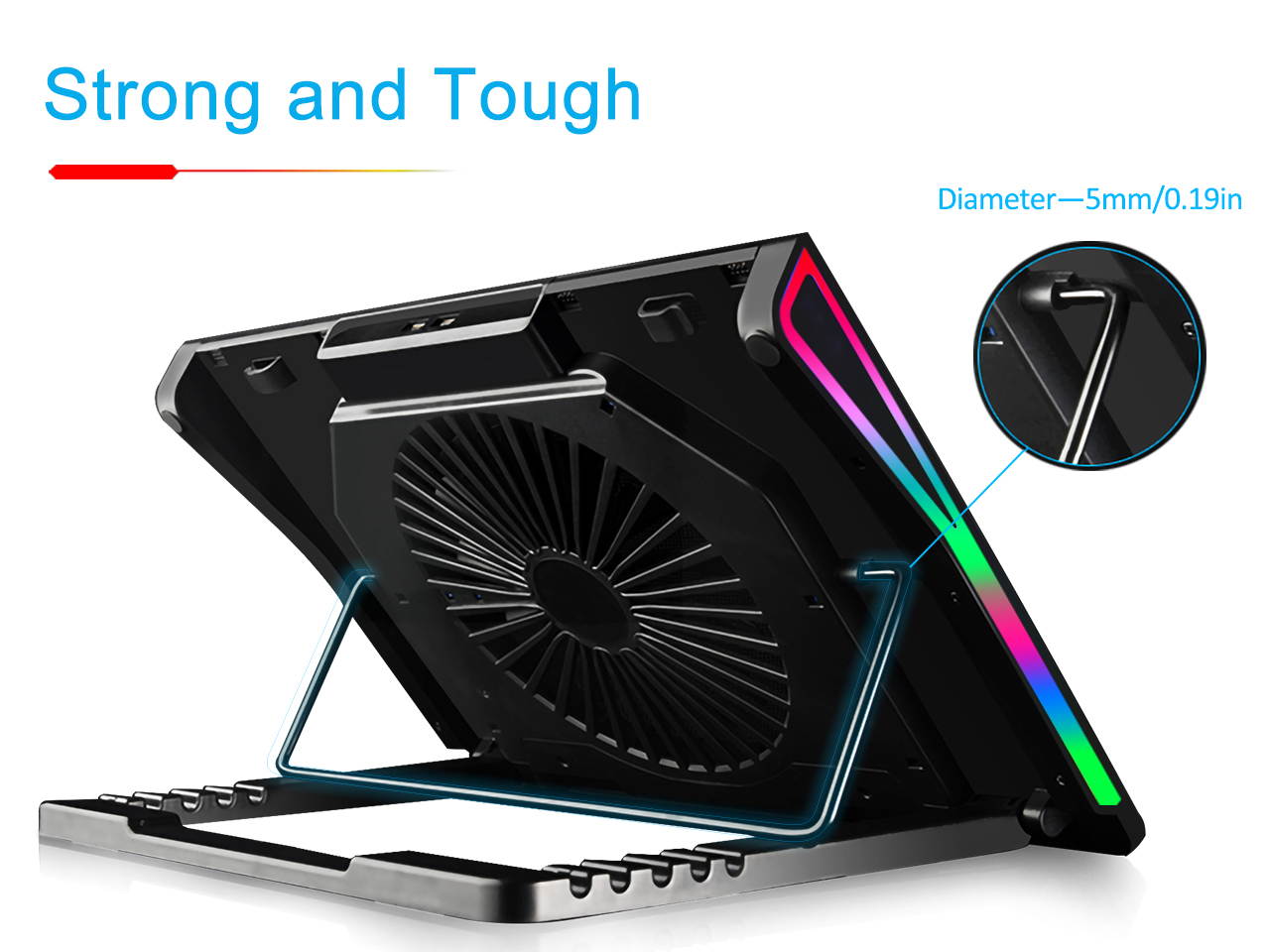 AICHESON RGB Laptop Cooling Cooler Pad for 15.6-17.3 Inch Notebook 1 Fan Heavy Coolers Pads, 2 USB Ports, AA2