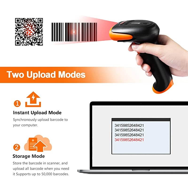 Wireless 2D QR Barcode Scanner with Stand 3 in 1 Compatible with Bluetooth amp 24GHz Wireless amp Wired Connection Connect Smart Phone Tablet PC USB Image Bar Code Reader with Vibration Alert