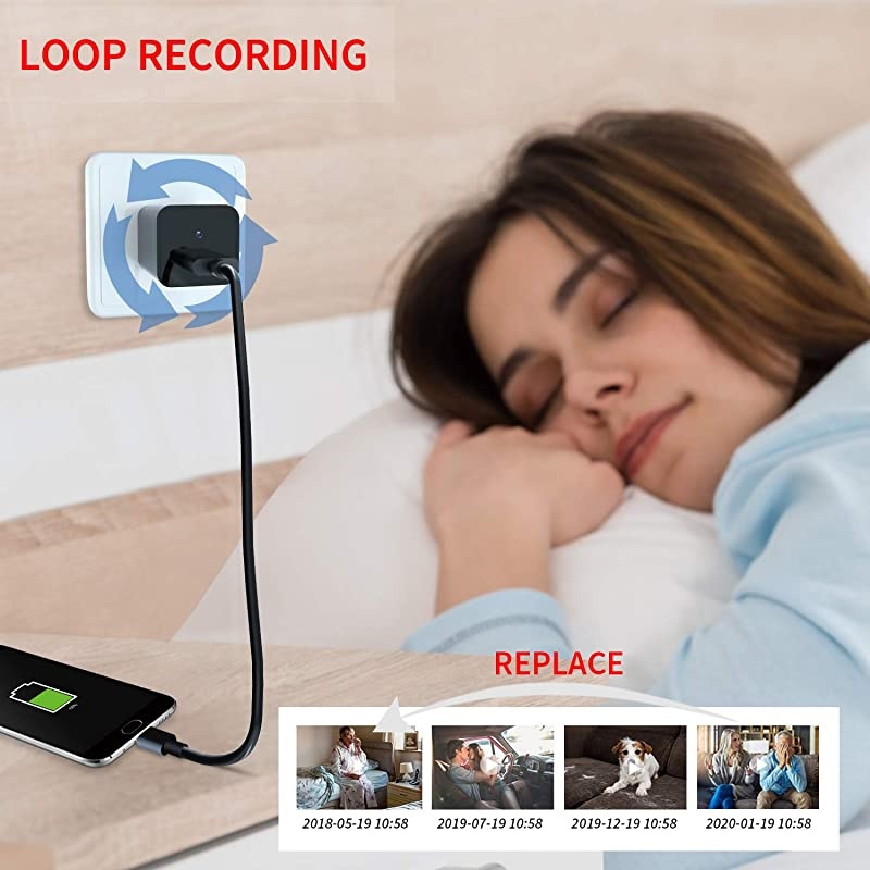 Camera Charger WiFi,USB Spy Camera Charger,Spy Cameras Wireless 1080P HD Live Streaming with App, Nanny Cam Motion Activated, with 32GB MicroSD Card Class 10