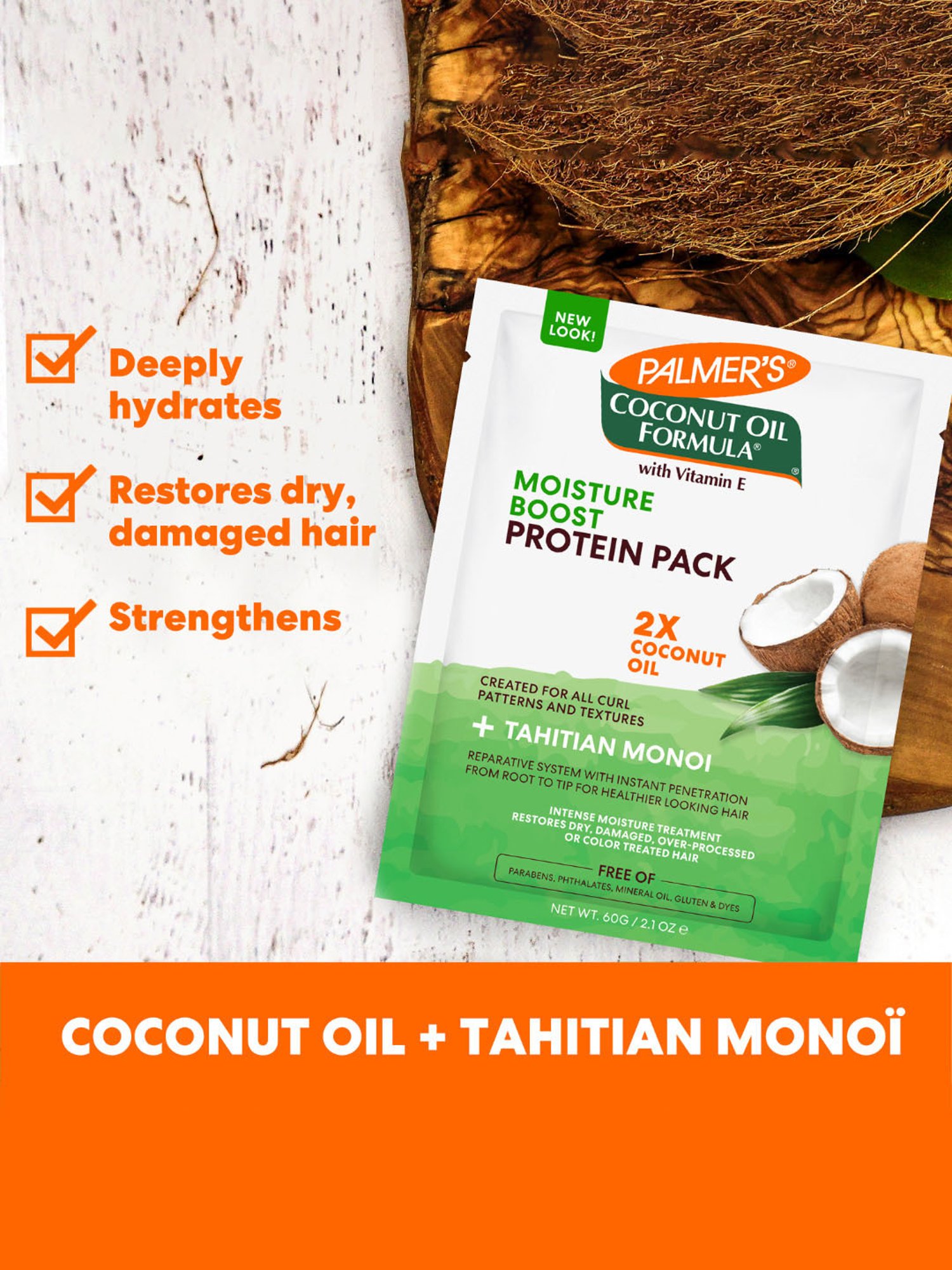 Palmer's Coconut Oil Formula with Vitamin E Moisture Boost Protein Pack - 60 gm