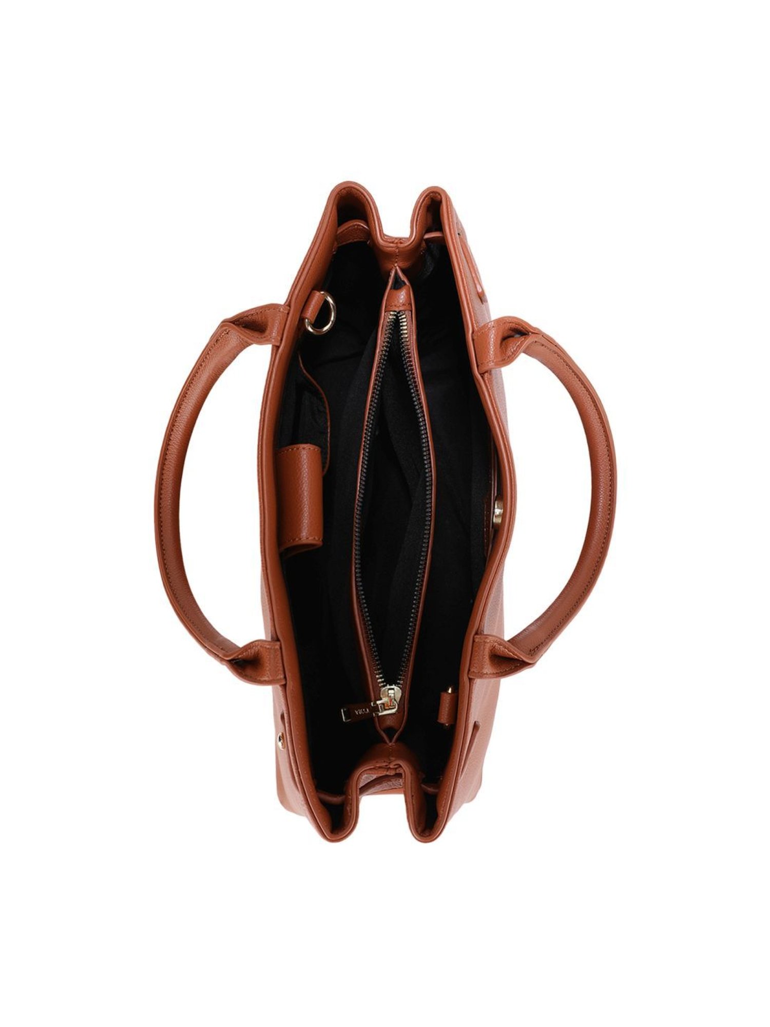 Tyra Ruby Tan Solid Faux Leather Tote Handbag