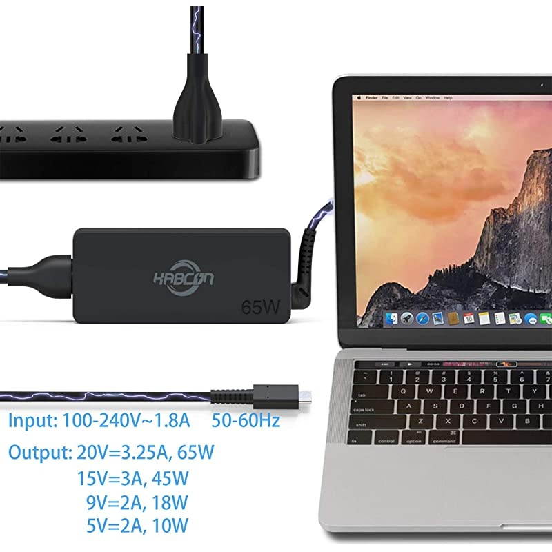 USBC Laptop ChargerAC Power Supply for Lenovo ThinkPad T480s T580s T570 Chromebook 100e 300e 500e C330 S330 E480 E580 E585 E480 L380 L480 L580 Yoga X380 A485 T490S T590 C930 C940 13 IdeaPad 730s