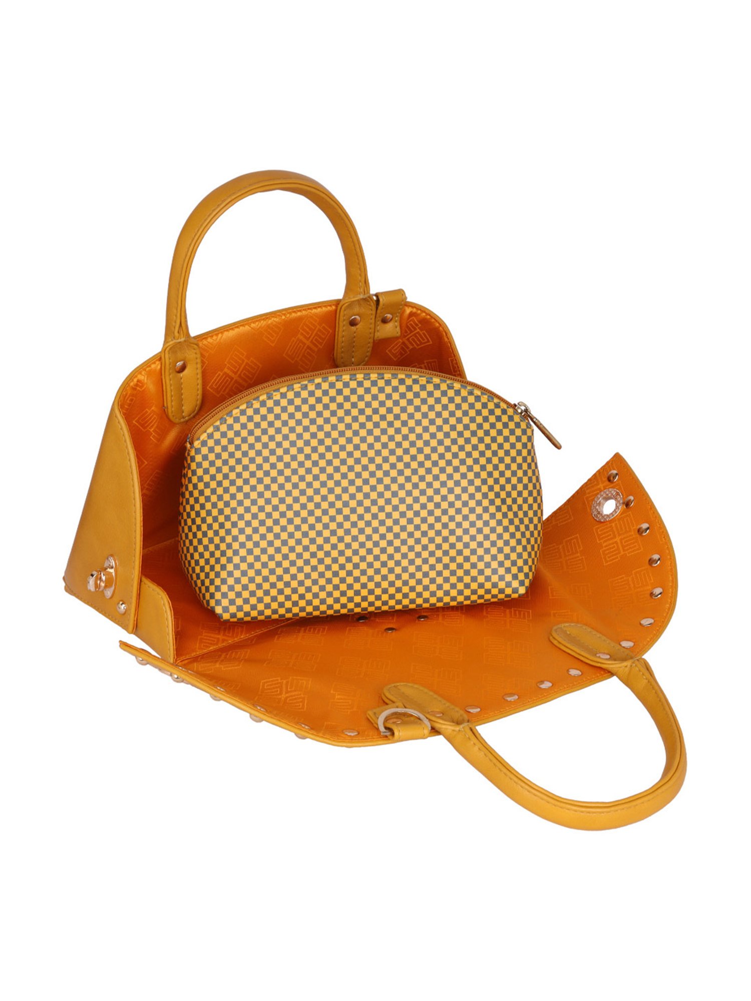 Eume Marigold Yellow Leather Satchel Handbag