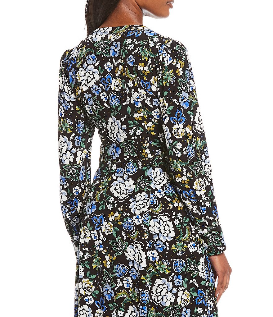 Maggy London Button Front Floral Midi Dress